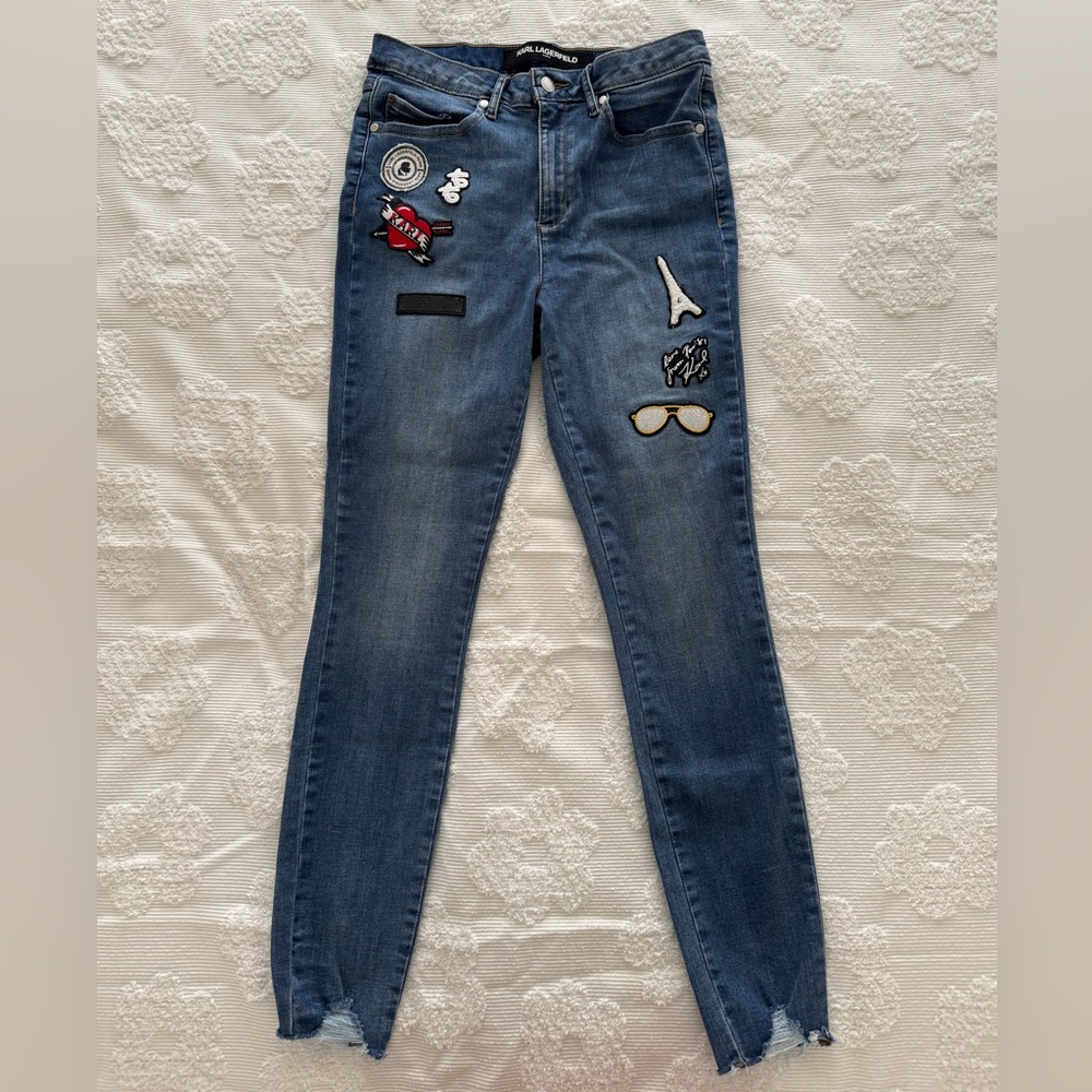Karl Lagerfeld Blue Skinny Jeans with Patches